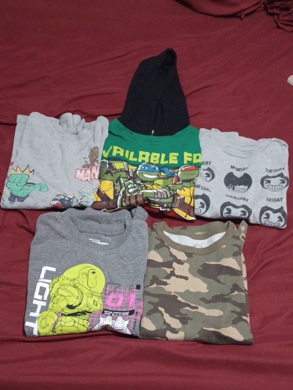 Bundle Of 5 Long Sleeve Tee Shirts For Boys Size Medium 8